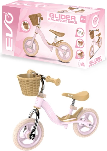 EVO kinderloopfiets Glider roze met mandje