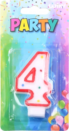 Party Candle Number 4 Red