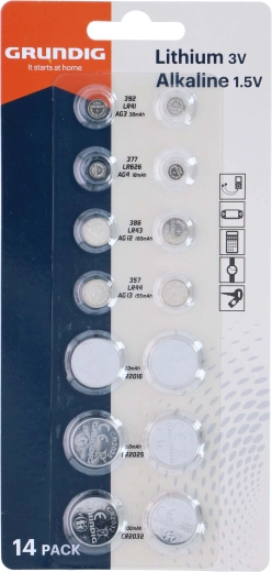 Set gumbastih baterija GRUNDIG AG i CR, 14 kom