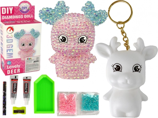Kreatív DIY rózsaszín gyémánt rénszarvas 3D kristályos medál