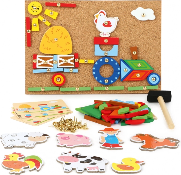 Bacheca da martellare In fattoria – creativo mosaico in sughero per bambini