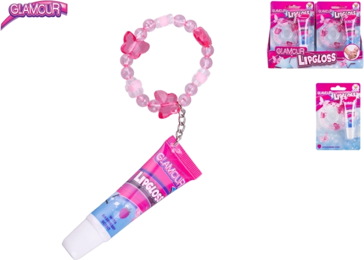 Glamour raspberry-flavored lip gloss with charm 12 ml