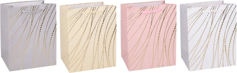 Cadeautas S 18 × 23 × 10 cm – elegante golfjes met gouden stippen