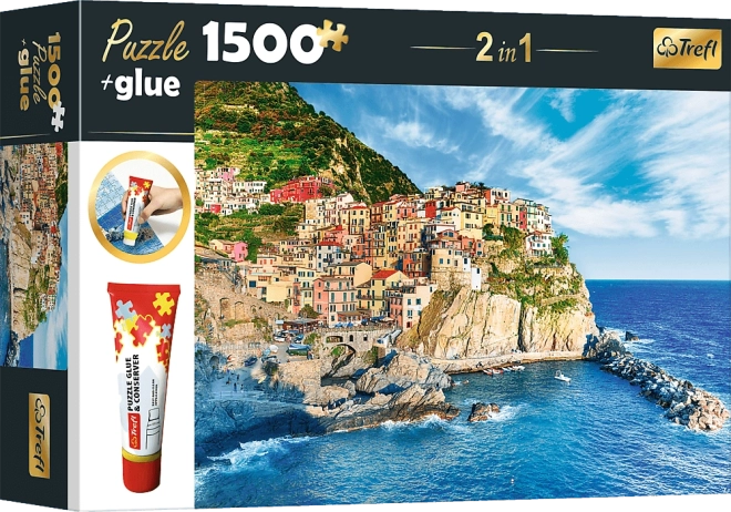 Puzzelset Manarola, Ligurië, Italië 1500 stukjes met lijm