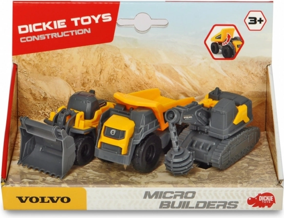 Set of 3 Volvo Construction Vehicles: Roller, Dumper and Excavator