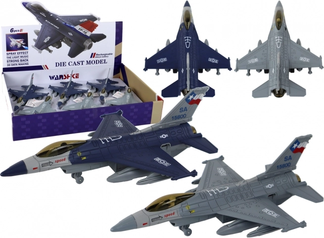 Model lietadla s trecím pohonom modrý alebo šedý