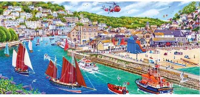 panoramske puzzle Pristanišče Looe znamke Gibsons, 636 kosov