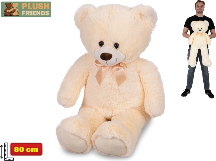 Plys­bamse 80 cm beige med sløjfe