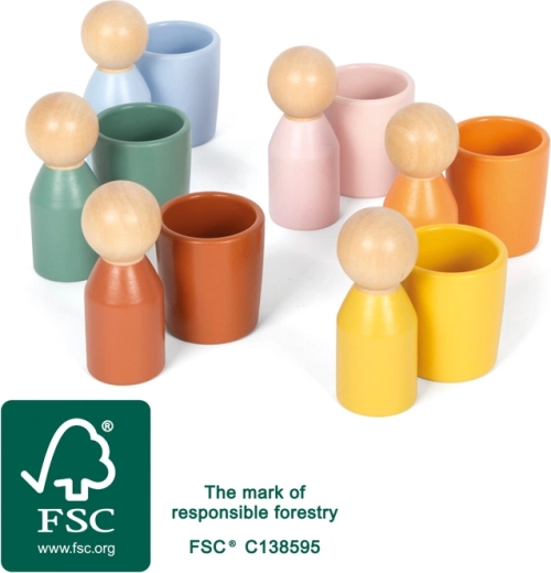 Montessori razvrstilni lončki z lesenimi figuricami small foot