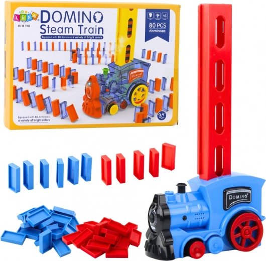 Electric Locomotive with Battery Power, Domino Bricks, and Steam