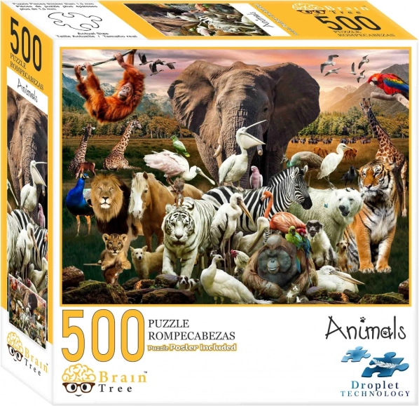 Puzzle Brain Tree Animals 500 pieces with poster