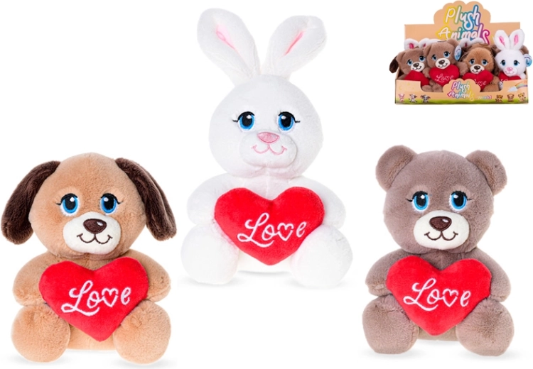 Peluche animal avec petit cœur Love 15 cm