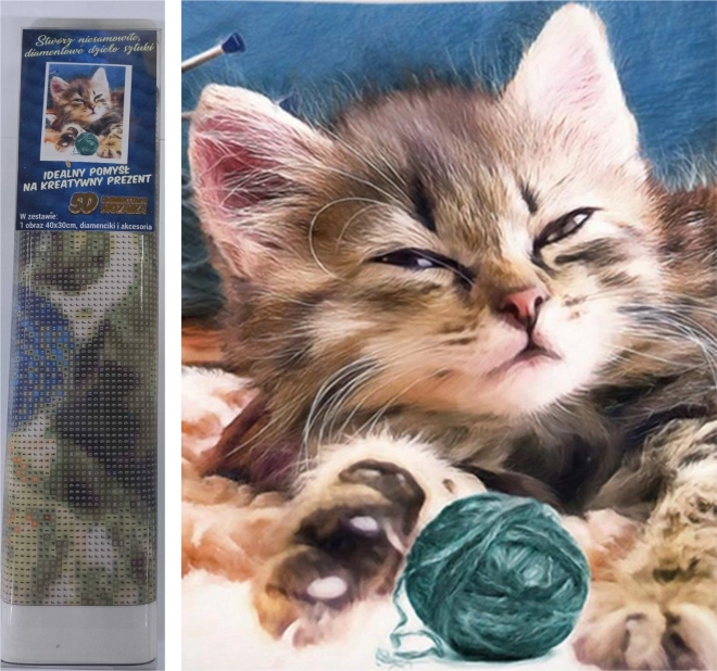 Diamond Painting – Kitten with Yarn Ball 30 × 40 cm