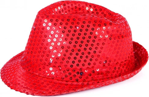 Disco hat with LED light – red for adults