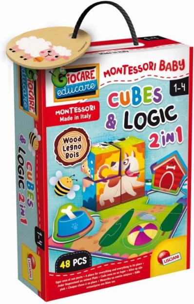 Montessori lesene kocke z živalmi za logiko
