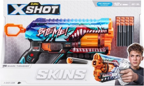 x-shot skins griefer thrasher – pistolet à fléchettes en mousse, 12 fléchettes