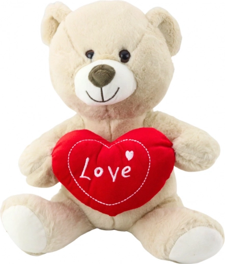 Orsetto di peluche con cuore, beige crema 30 cm