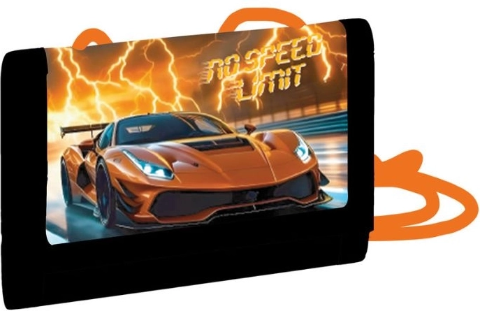 Portafoglio tessile per bambini con motivo auto da collo