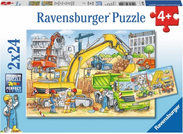 RAVENSBURGER Puslespil Arbejde på byggepladsen 2x24 brikker