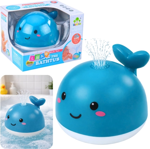 Glowing Whale Fountain – Bath Toy for Children, Blue