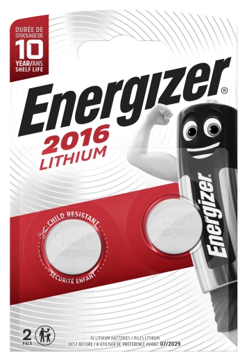 Litijeva gumbasta baterija CR2016 3 V, 100 mAh, 2 kom – Energizer