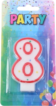 Party candle red shape number 8