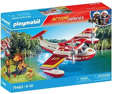 Set figuren Action Heroes 71463 Blusvliegtuig met brandblusfunctie