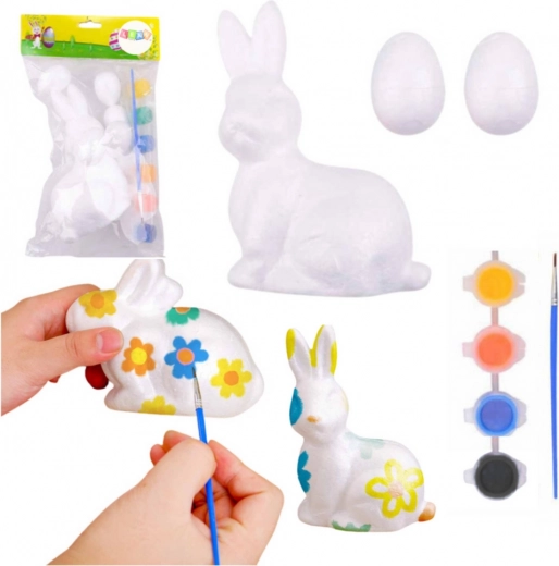 Set for Painting Polystyrene Decorations Rabbit and 2 Eggs