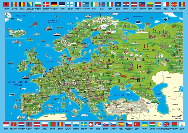 SCHMIDT puzzel geïllustreerde kaart van Europa – 500 stukjes
