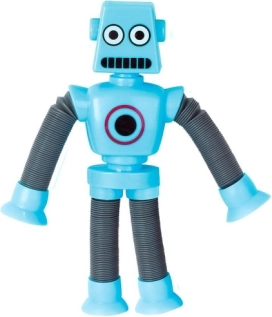 Wind-up telescopic robot with suction cups