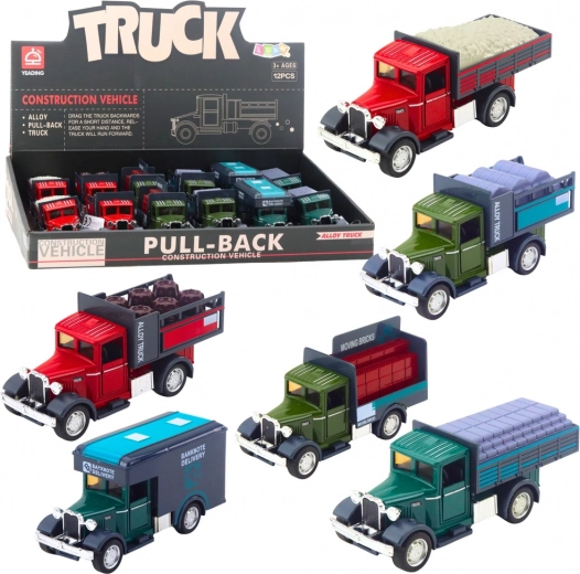 Classic metal truck with pull-back drive, lights and sounds