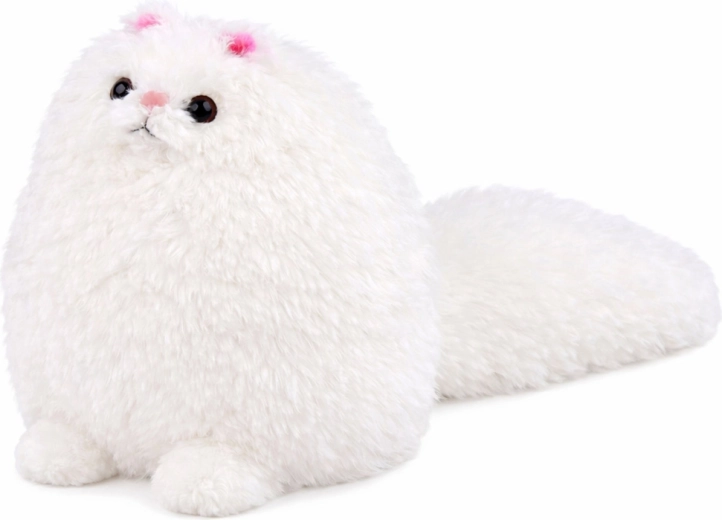 Plys kat med lang hale, hvid 30 x 30 cm