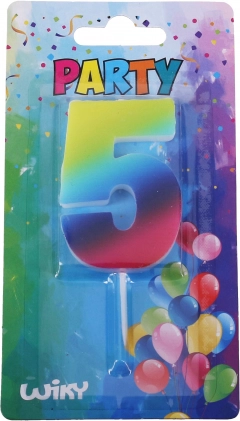 Party candle number 5 rainbow