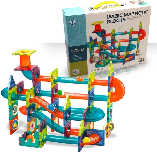 Magnetická guľôčková dráha – stavebnica 96 ks