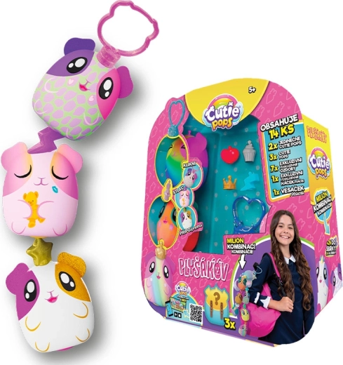Cutie Pops mini plysdyr med overraskelse – sæt med 5 stk.