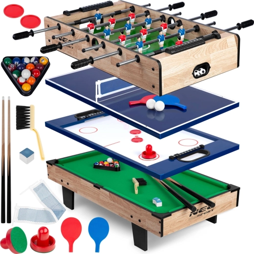 Tavolo da gioco multifunzionale 4 in 1 NEO-SPORT per calcio balilla, air hockey, ping pong e biliardo