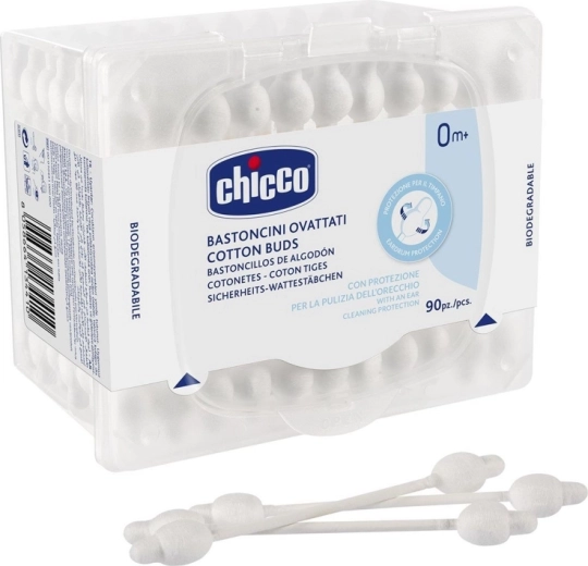 Chicco cotton buds with anatomical shape, 100% cotton, 90 pcs