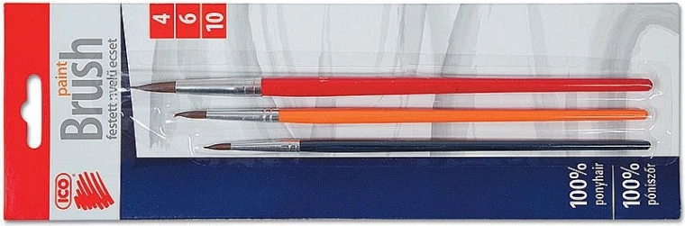 Set de pinceaux ronds ICO 4/6/10 – manches en bois colorés