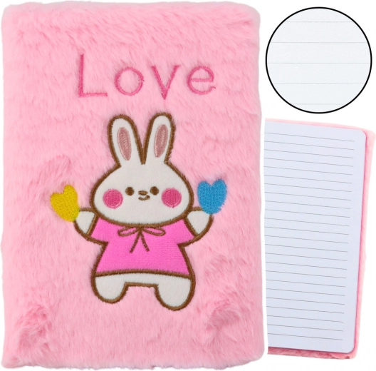 Plush Notebook with Bunny and 'Love' Inscription - Pink