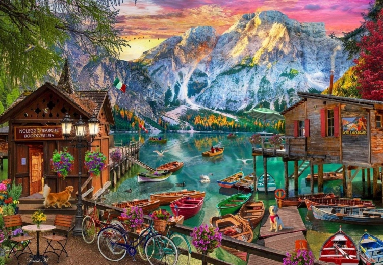 Puzzle Lake Braies, Italy 1000 pieces