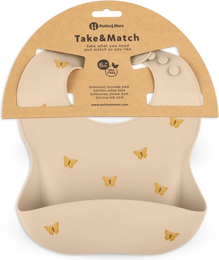 Petite&Mars Silicone Bib Take&Match Sand Butterflies 6m+