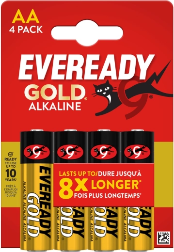Piles alcalines AA ENERGIZER Eveready Gold, lot de 4