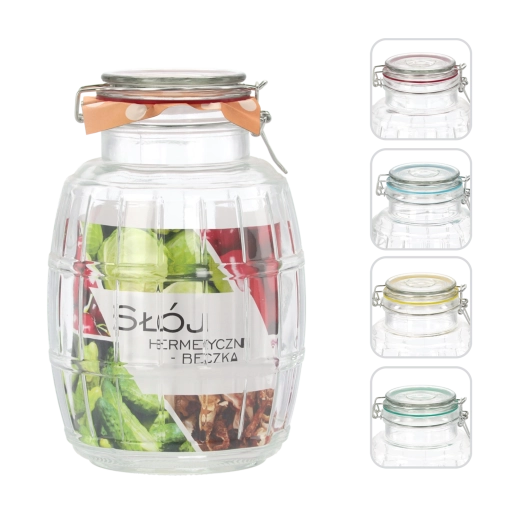 Barattolo di vetro 3,9 l con chiusura ermetica a forma di botte