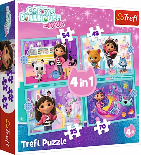 Puzzle 4 v 1 Kocí domek GABI – Velké dobrodružství (TREFL)