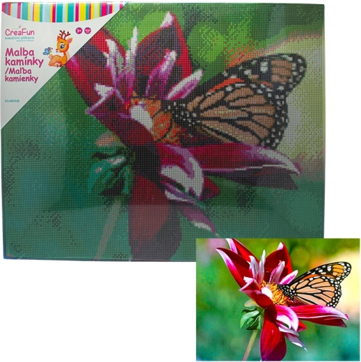 Pittura diamantata – farfalla e fiore 40 × 50 cm