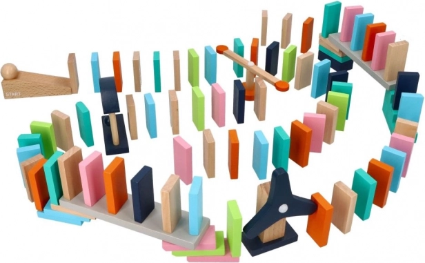 Colorful wooden dominoes – dexterity and logic building set for children