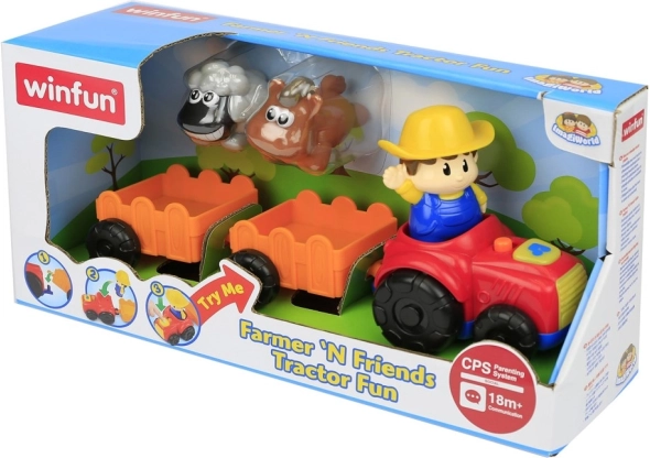 Tractor met aanhanger die speelt en knippert