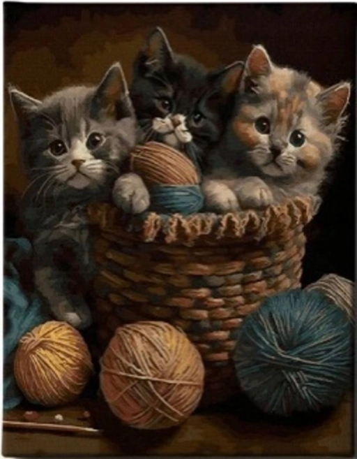 Diamond Painting Kittens in a Basket 30 × 40 cm
