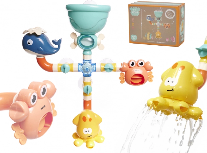 Children's bath water toy with animals and a waterfall