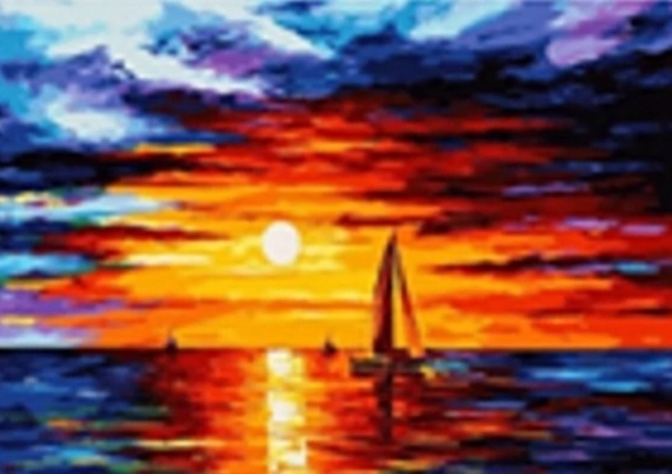 Diamantmalerei – Segelboot bei Sonnenuntergang 30 × 40 cm